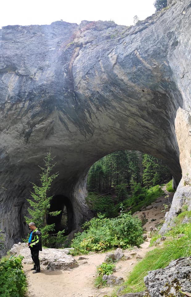 The Bridges are formed by the corrosive power of the once flooding river in the past that hollowed out the marble plate's flaws into a deep water cave whose ceiling collapsed, forming majestic marble bridges, which are shaped as arches.